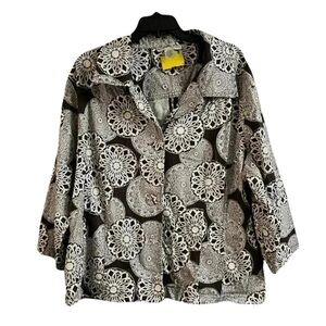 Bamboo Traders Black and White Casual Top Size 3X